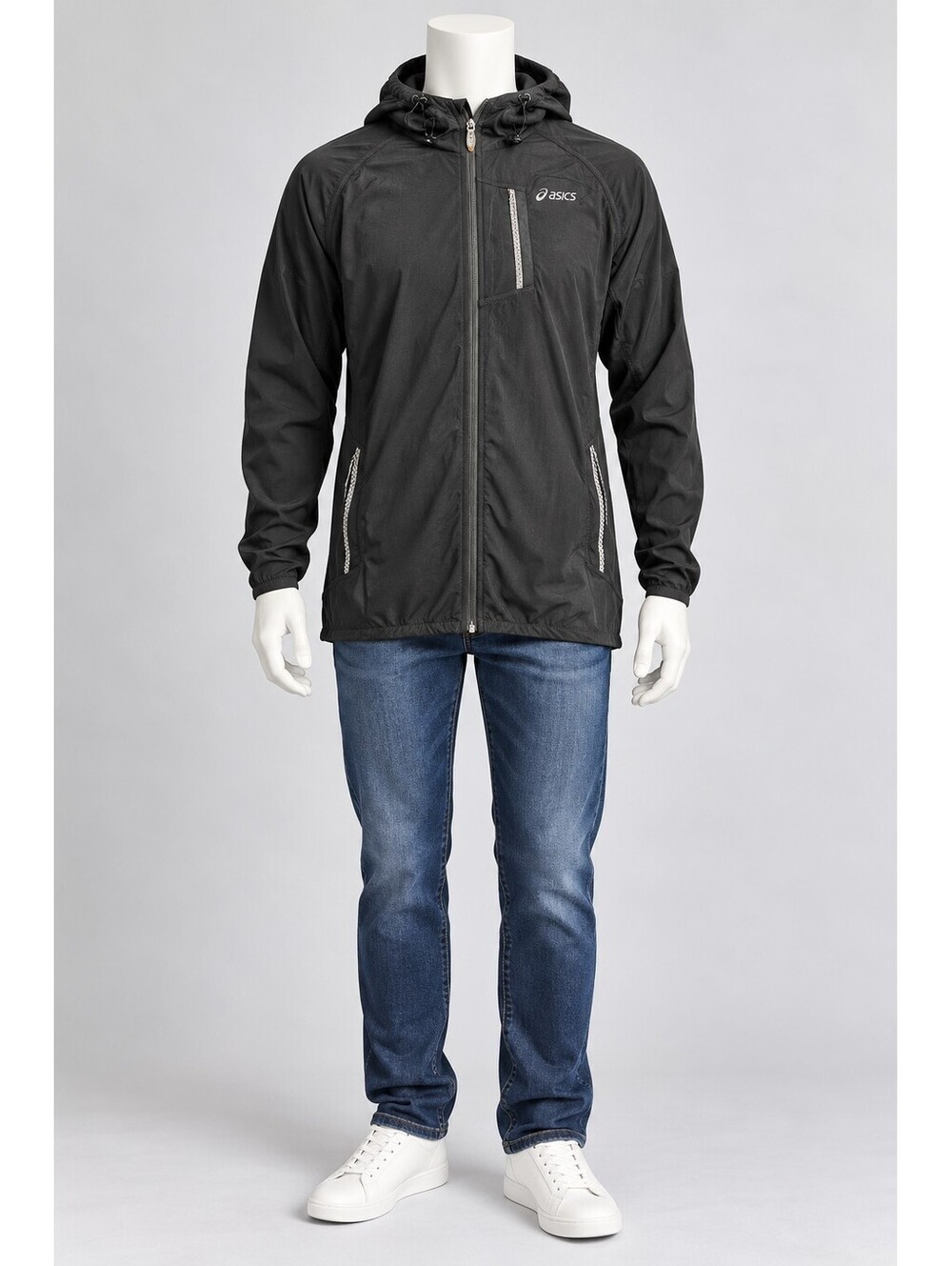ASICS Men's Black Full Zip Hooded Running Jacket Size Medium